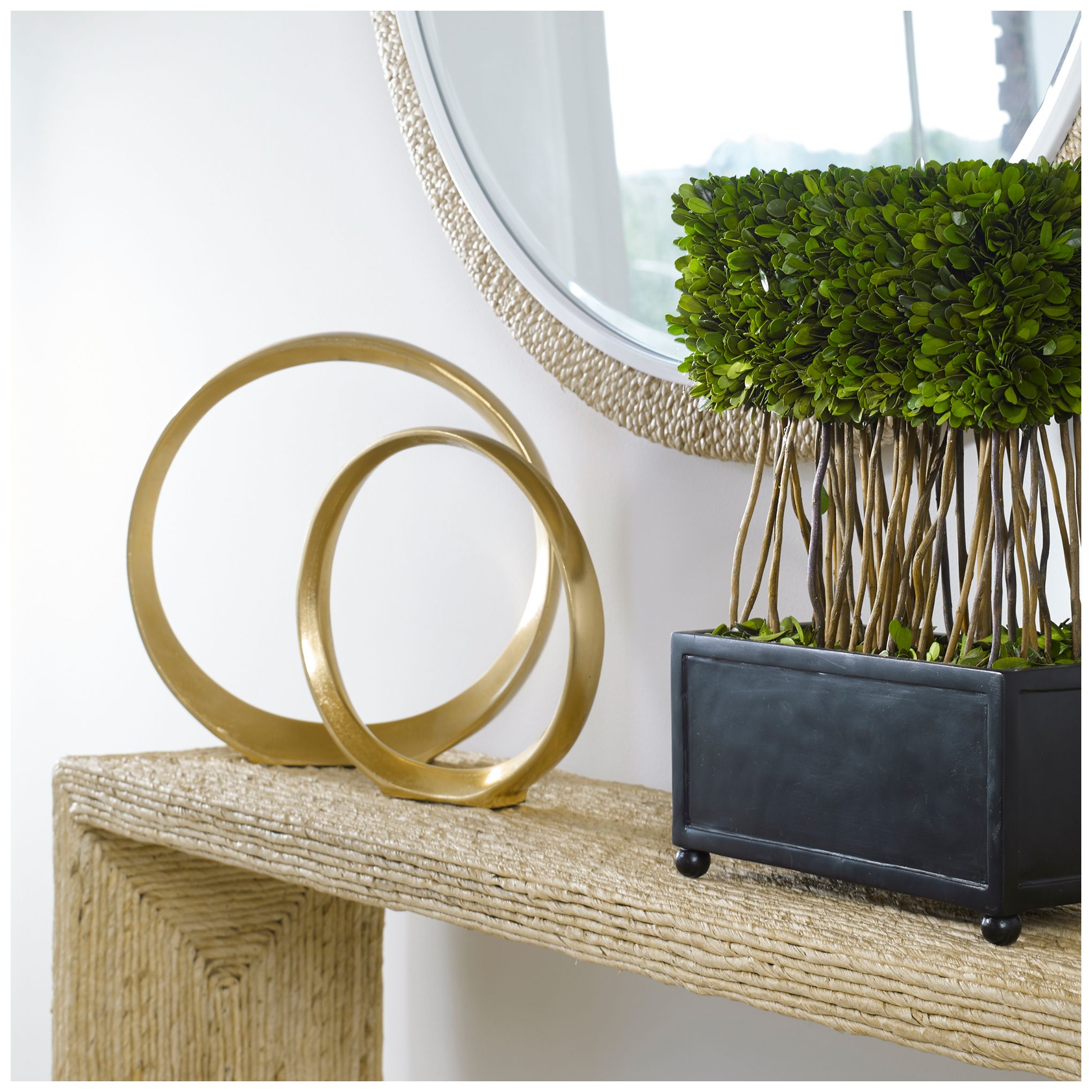 Image 5 Jimena 14" High Gold Ring Metal Sculptures Set of 2 more views