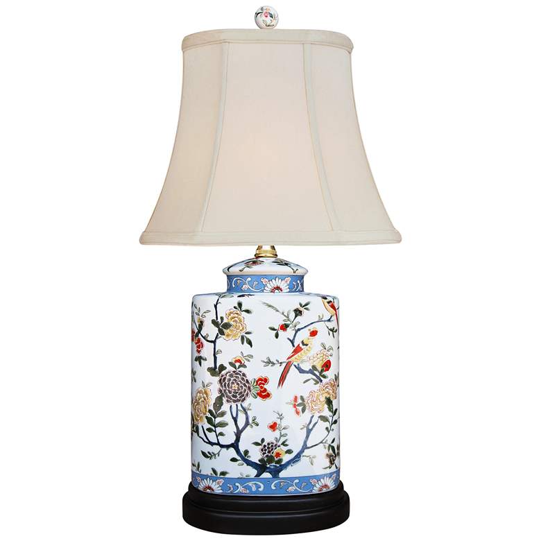 Image 2 Jin Spring Garden 21 inch Multi-Color Oval Jar Porcelain Accent Table Lamp