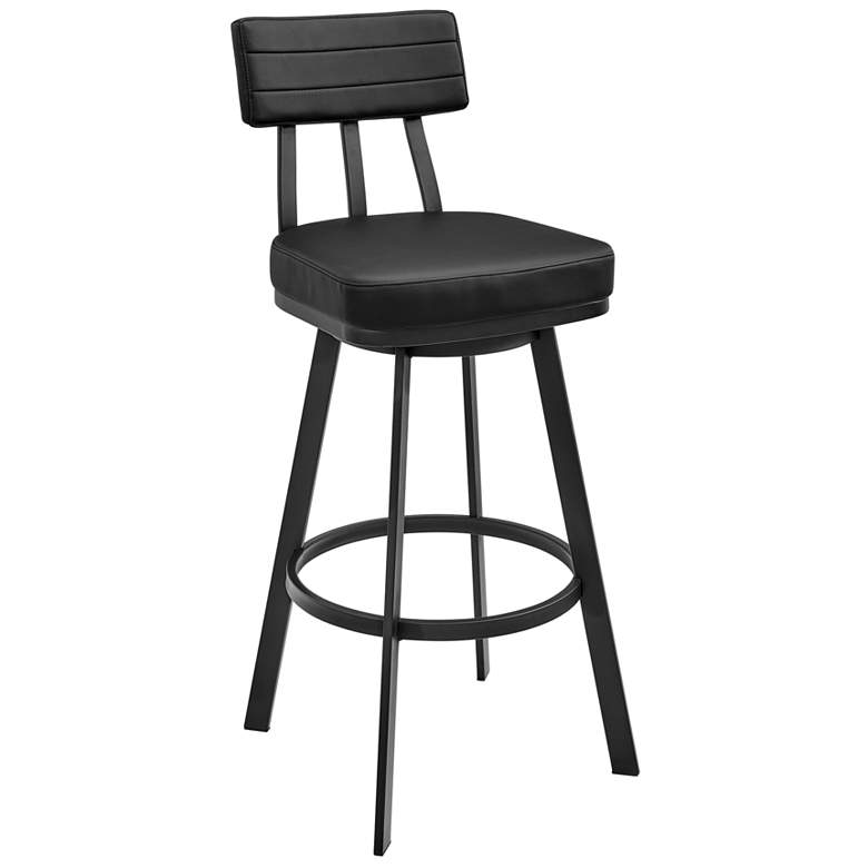 Image 1 Jinab 26 in. Swivel Barstool in Black Finish with Black Faux Leather