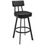 Jinab 26 in. Swivel Barstool in Black Finish with Black Faux Leather