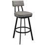 Jinab 26 in. Swivel Barstool in Black Finish with Grey Faux Leather