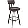 Jinab 26 in. Swivel Barstool in Brown Finish with Brown Faux Leather