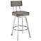 Jinab 26 in. Swivel Barstool in Brushed Stainless Steel, Grey Faux Leather