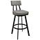 Jinab 30 in. Swivel Barstool in Black Finish with Grey Faux Leather