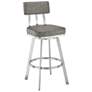 Jinab 30 in. Swivel Barstool in Brushed Stainless Steel, Grey Faux Leather