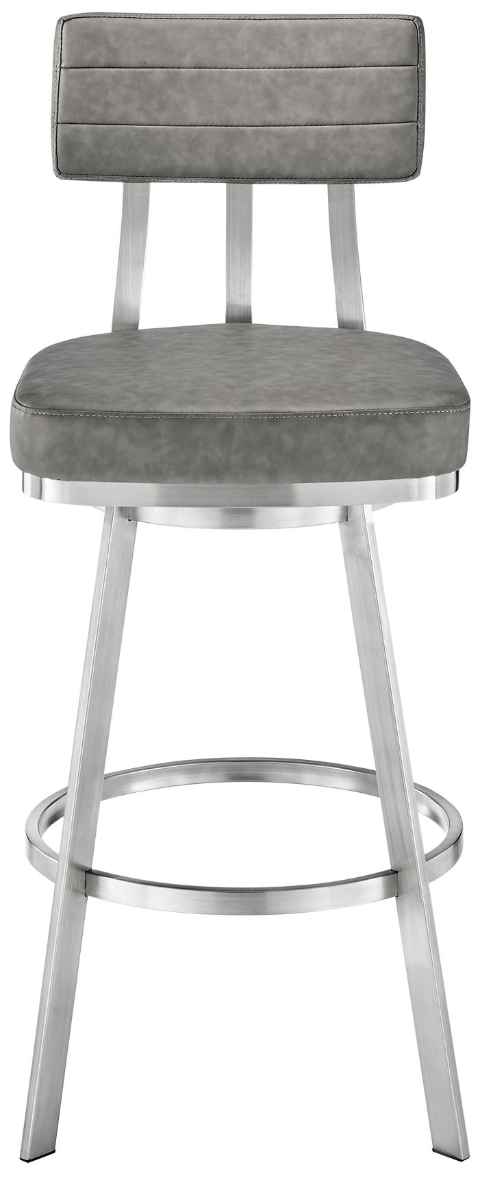 Image 3 Jinab 30 in. Swivel Barstool in Brushed Stainless Steel, Grey Faux Leather more views