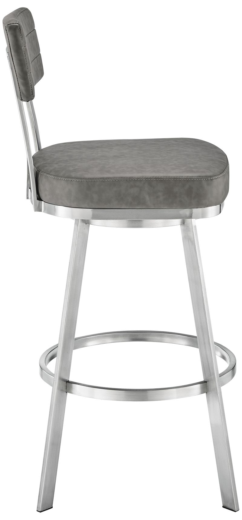 Image 4 Jinab 30 in. Swivel Barstool in Brushed Stainless Steel, Grey Faux Leather more views