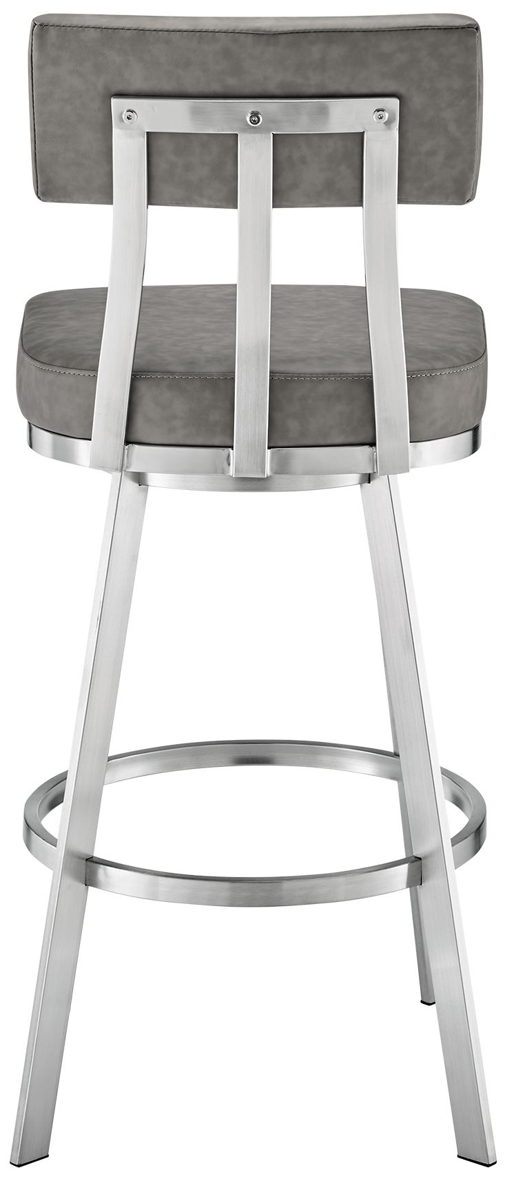 Image 5 Jinab 30 in. Swivel Barstool in Brushed Stainless Steel, Grey Faux Leather more views
