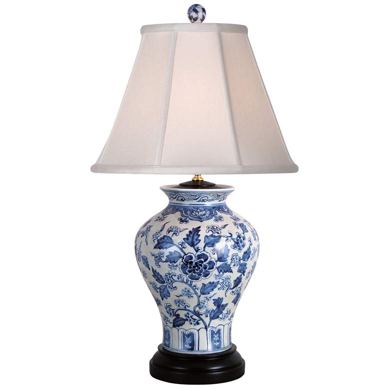 Image 2 Jinan Flower 26 inch Traditional Blue and White Porcelain Table Lamp