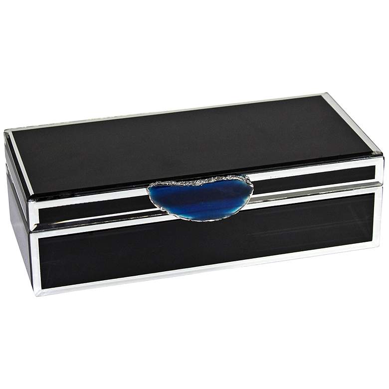 Image 1 Jingo Black Decorative Wood and Glass Storage Box with Agate