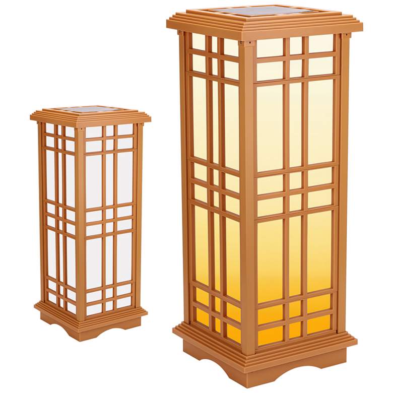 Image 2 Jira 24 1/2" High Beige LED Solar Powered Zen Lantern Light