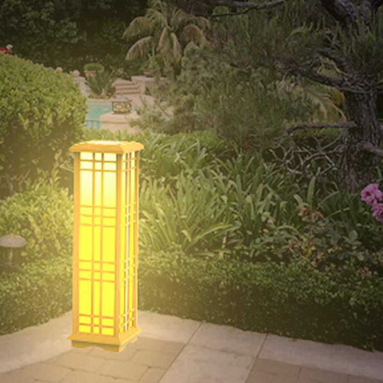 Image 1 Jira 33 1/2 inch High Beige LED Solar Zen Lantern Light