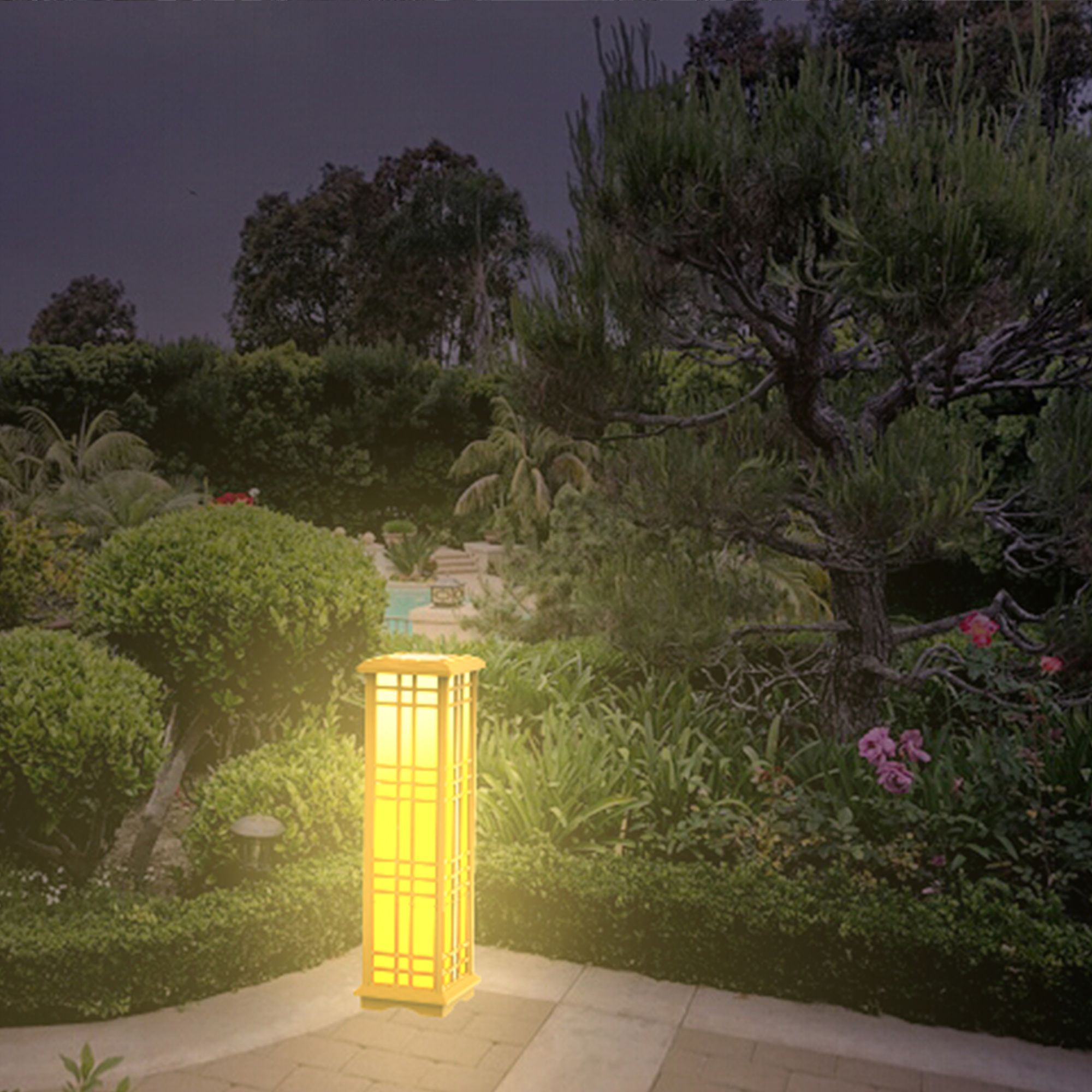 Jira 33 1/2" High Beige LED Solar Zen Lantern Light