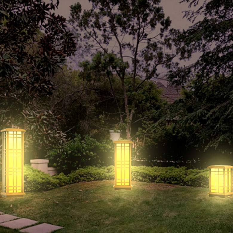 Image 1 Jira Beige LED Solar Outdoor Zen Lantern Lights Set of 3