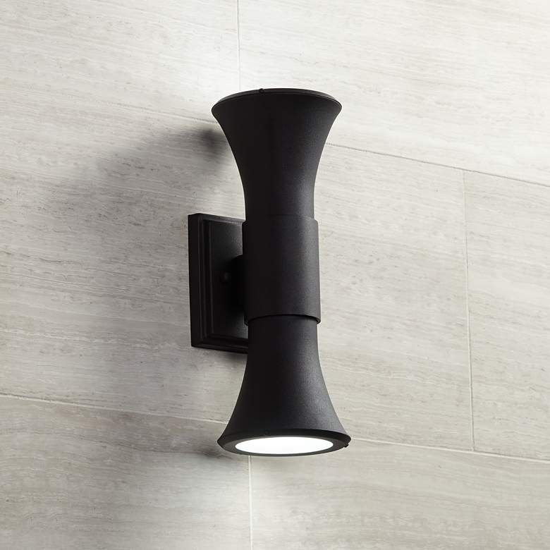 Image 1 Joan 14" High Textured Black LED Outdoor Wall Light