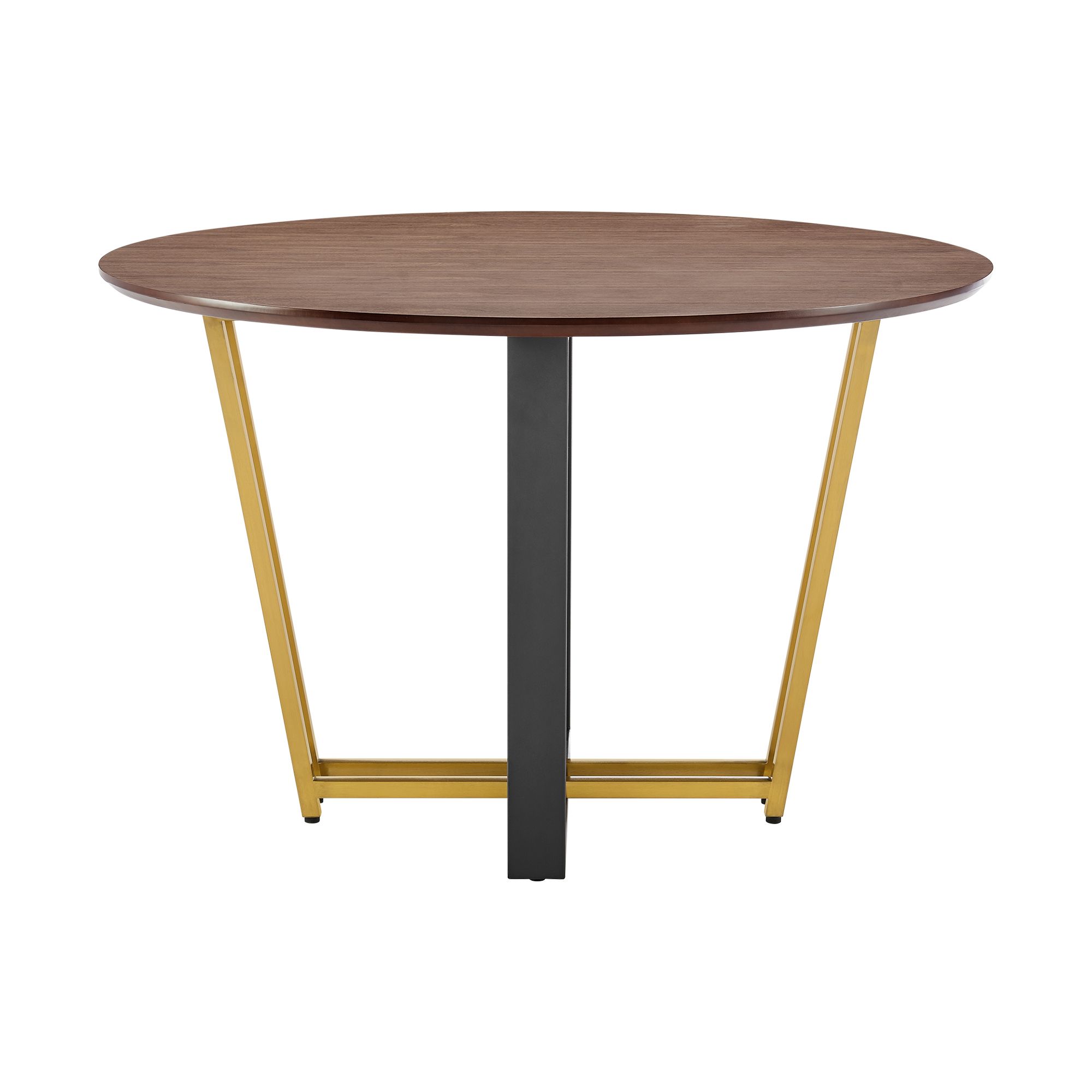 Image 3 Joana 48 in. Round Dining Table in Gold Steel, Black Iron, Walnut Tabletop more views