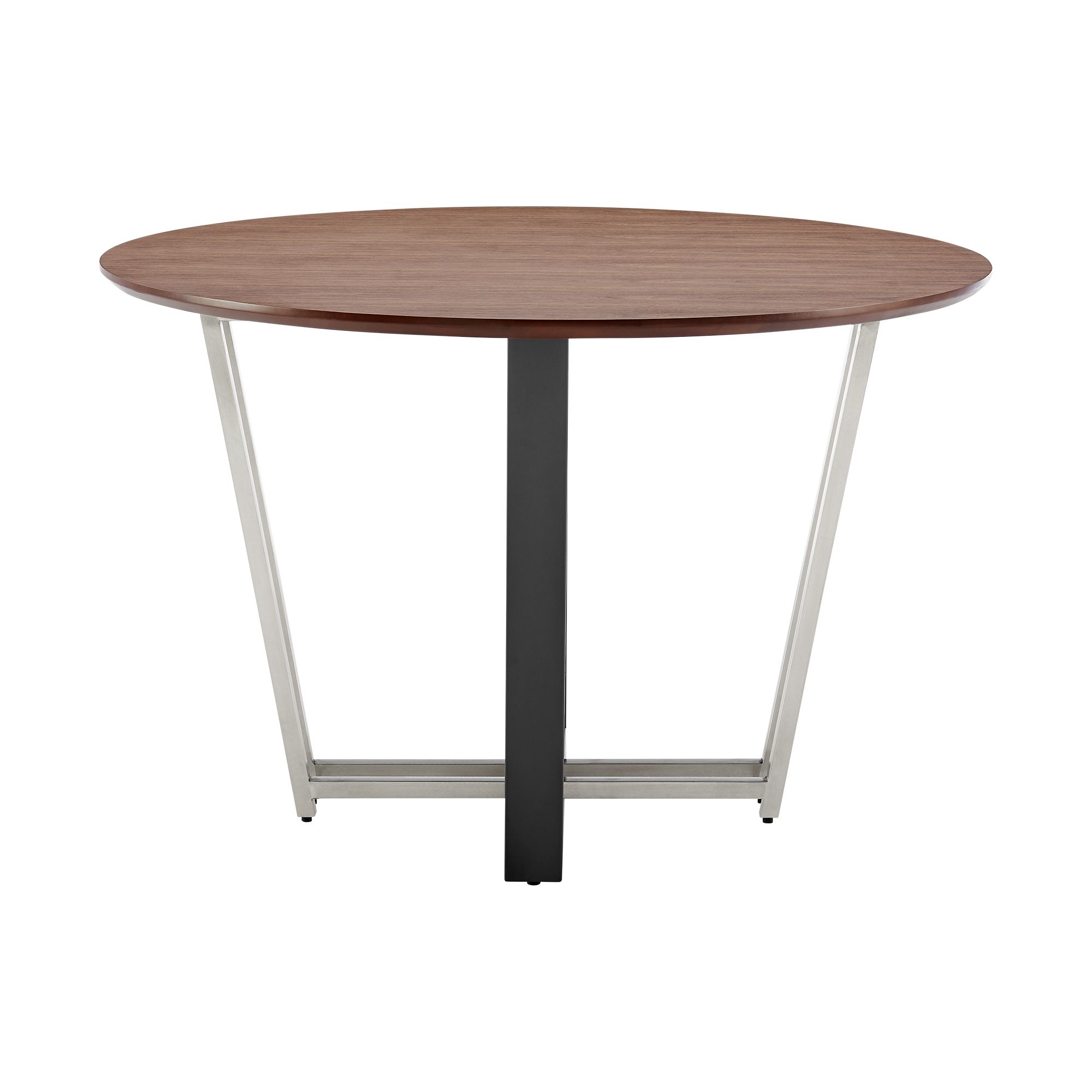 Image 3 Joana 48 in. Round Dining Table in Stainless Steel, Iron, Walnut Tabletop more views