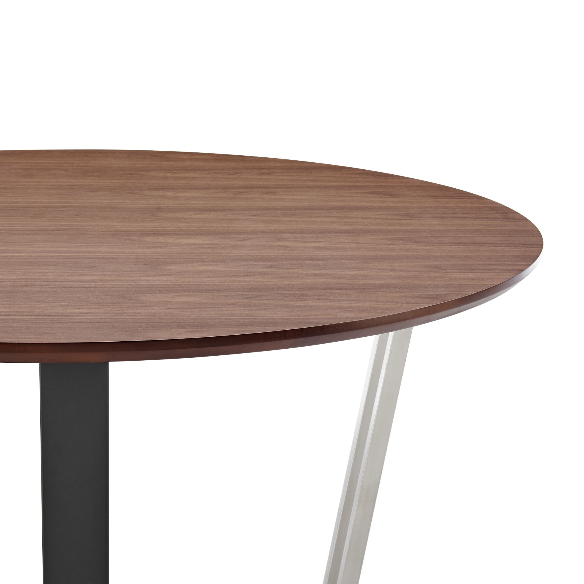 Image 4 Joana 48 in. Round Dining Table in Stainless Steel, Iron, Walnut Tabletop more views