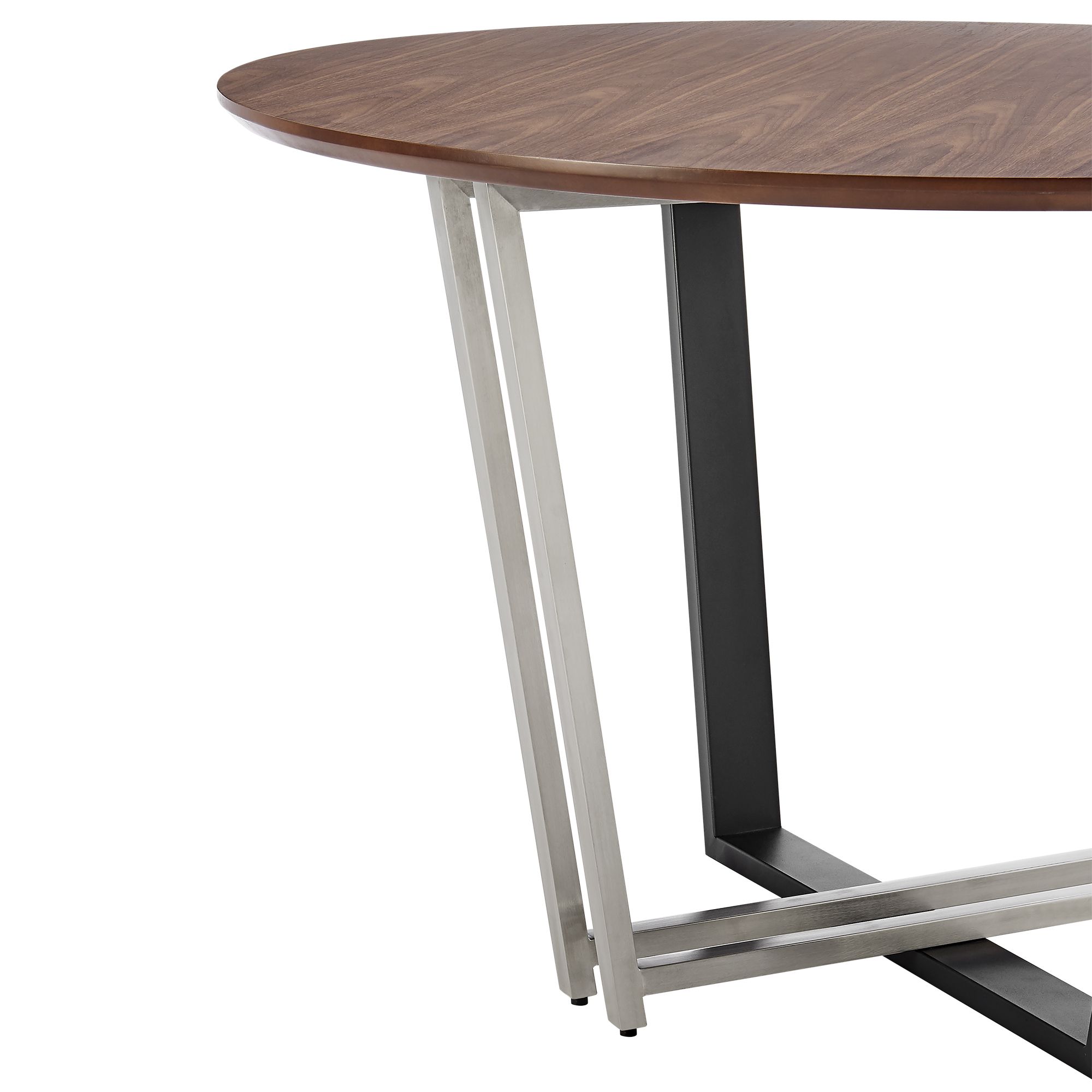 Image 5 Joana 48 in. Round Dining Table in Stainless Steel, Iron, Walnut Tabletop more views