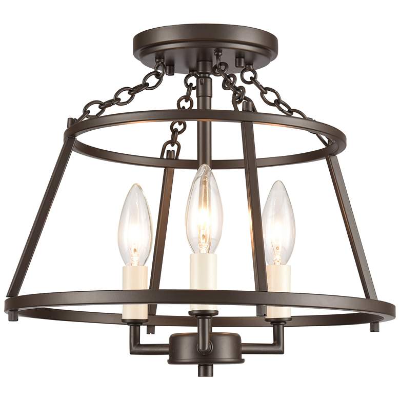 Image 1 Joanie 13" Wide 3-Light Semi Flush Mount - Old Bronze