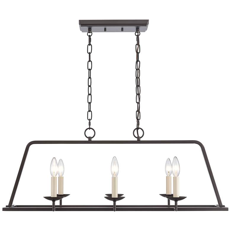 Image 1 Joanie 34" Wide 6-Light Linear Chandelier - Old Bronze