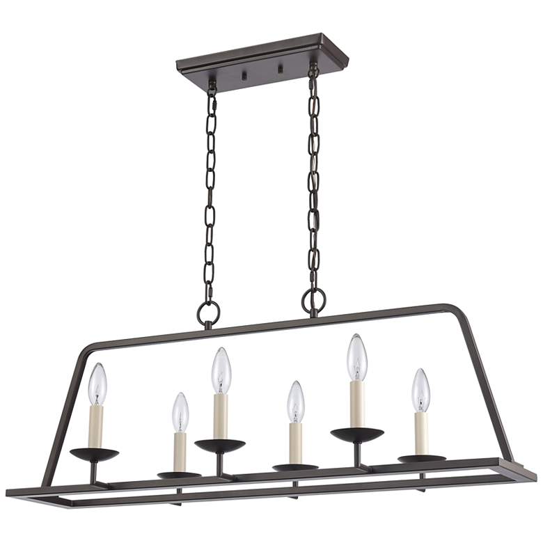 Image 6 Joanie 34" Wide 6-Light Linear Chandelier - Old Bronze more views