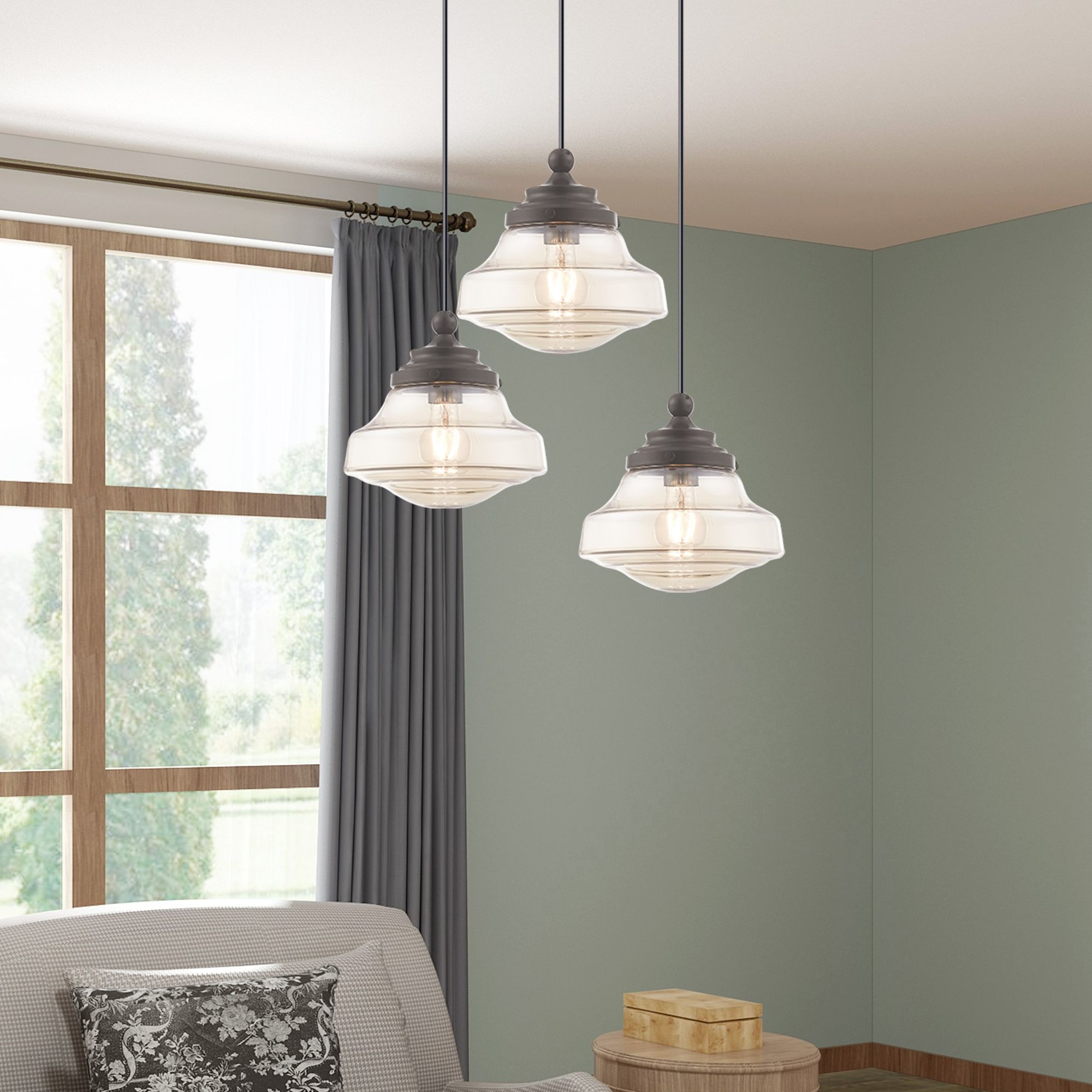 Joanie 9" Wide English Bronze Mini Pendant