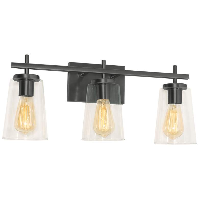 Image 1 Joanna 23 1/4" Wide Black 3-Light Bath Light
