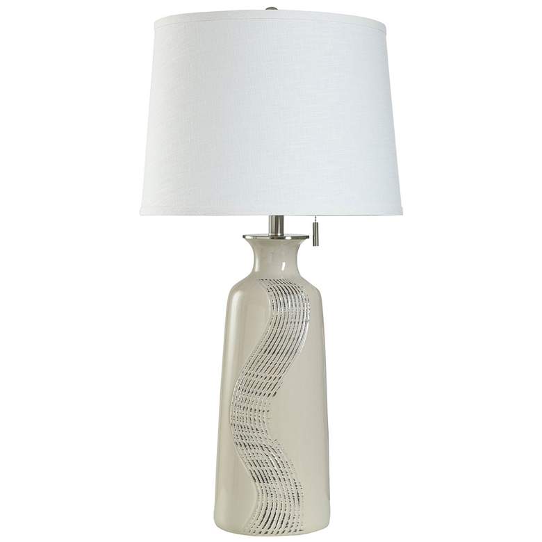 Image 1 Joanna 34" High Dark Ivory Ceramic Table Lamp w/ White Shade