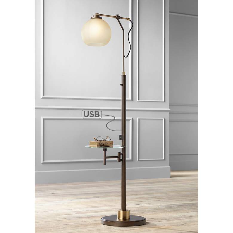 Image 1 Jobe Industrial Floor Lamp with Tray Table and USB Port
