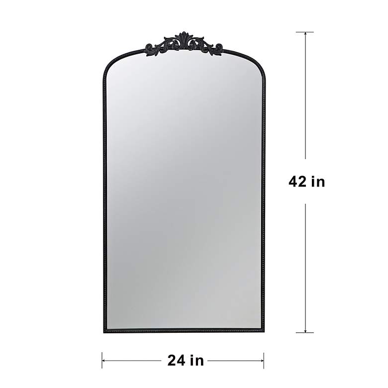 Image 3 Jocasta Black 24" x 41 3/4" Arched Ornate Wall Mirror more views