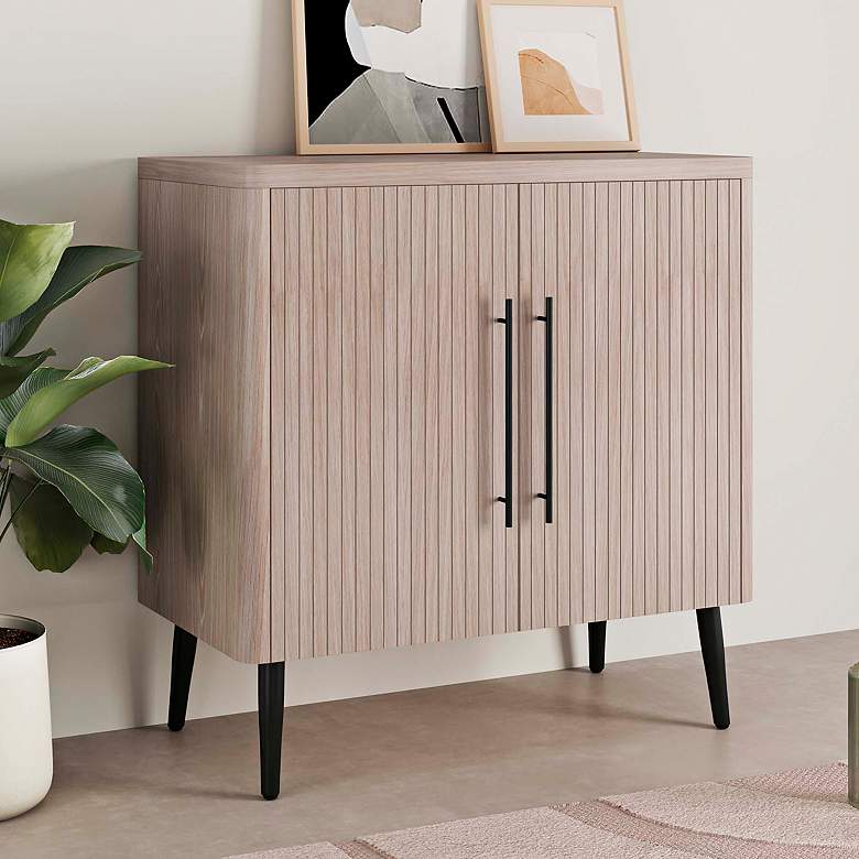 Image 1 Jodie 31" Wide White-washed Oak 2-Door Accent Cabinet
