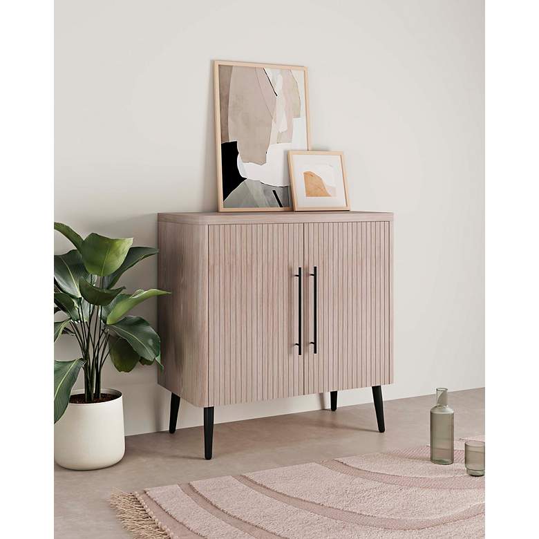 Image 3 Jodie 31" Wide White-washed Oak 2-Door Accent Cabinet more views
