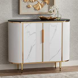 Image1 of Jodie 38 1/4" Wide White and Black 2-Door Console Table