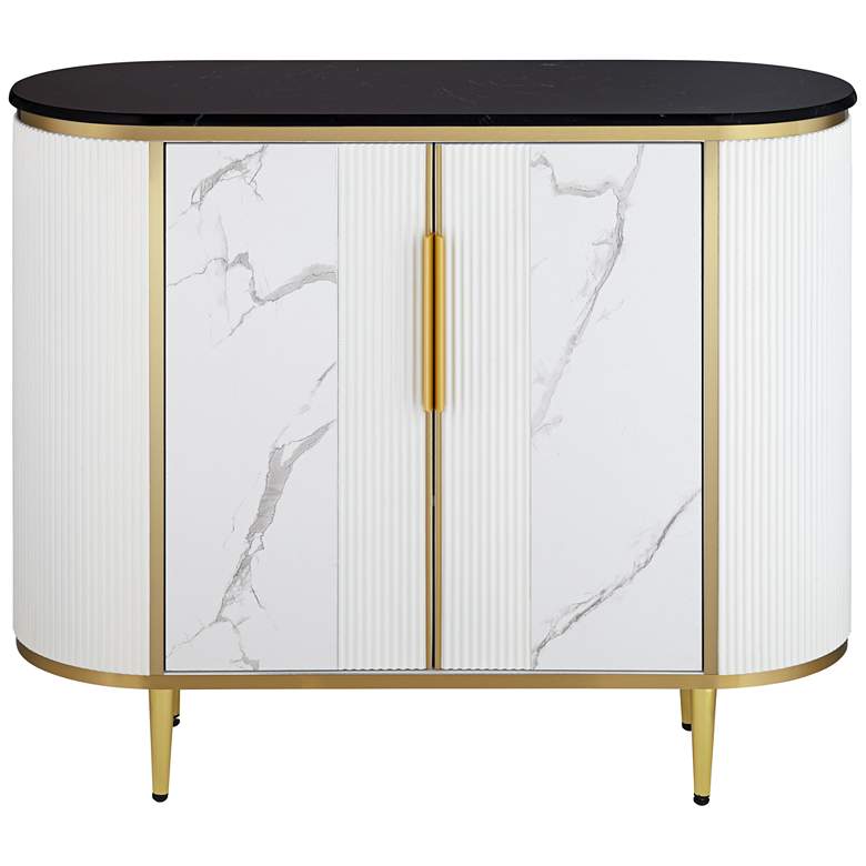 Image 7 Jodie 38 1/4" Wide White and Black 2-Door Console Table more views