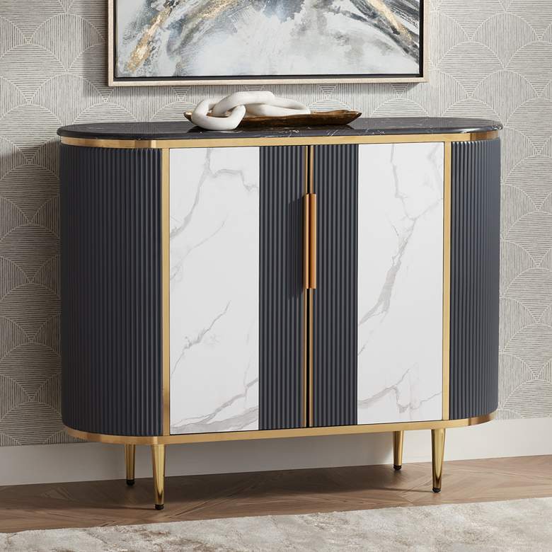 Image 2 Jodie 39 1/2" Wide White and Gray 2-Door Console Table