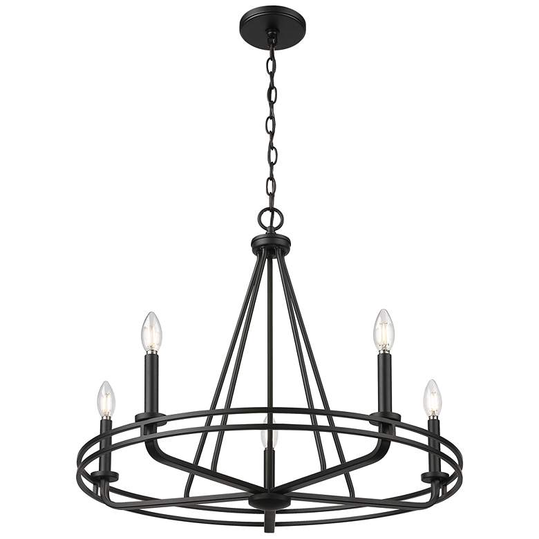 Image 1 Jody 26.5" Wide 5-Light Chandelier in Matte Black