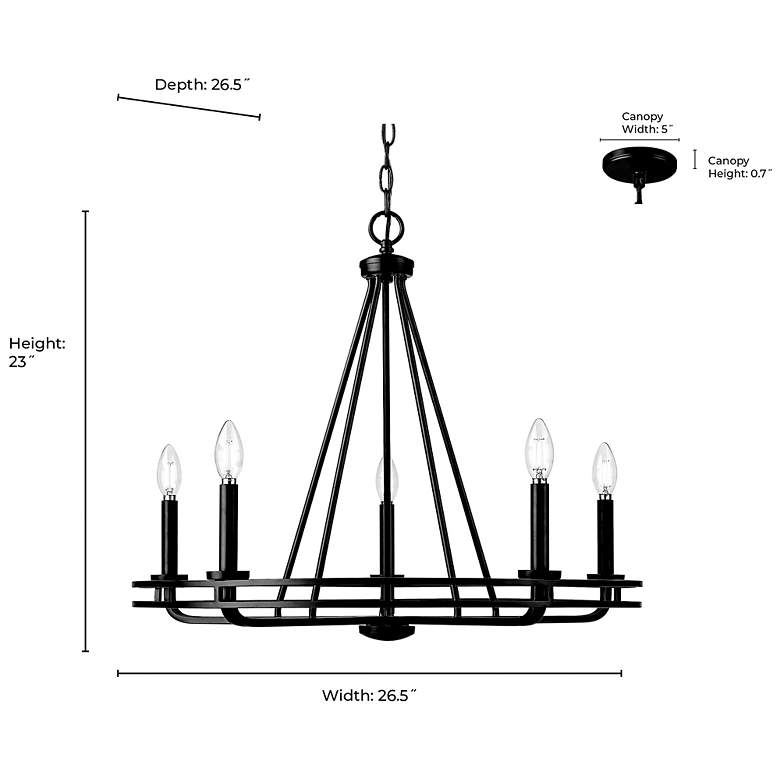 Image 7 Jody 26.5" Wide 5-Light Chandelier in Matte Black more views