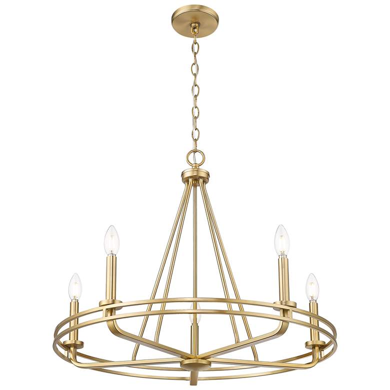 Image 1 Jody 26.5" Wide 5-Light Chandelier in Vintage Brass