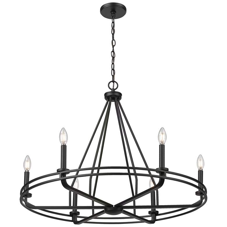 Image 1 Jody 32.5" Wide 6-Light Chandelier in Matte Black