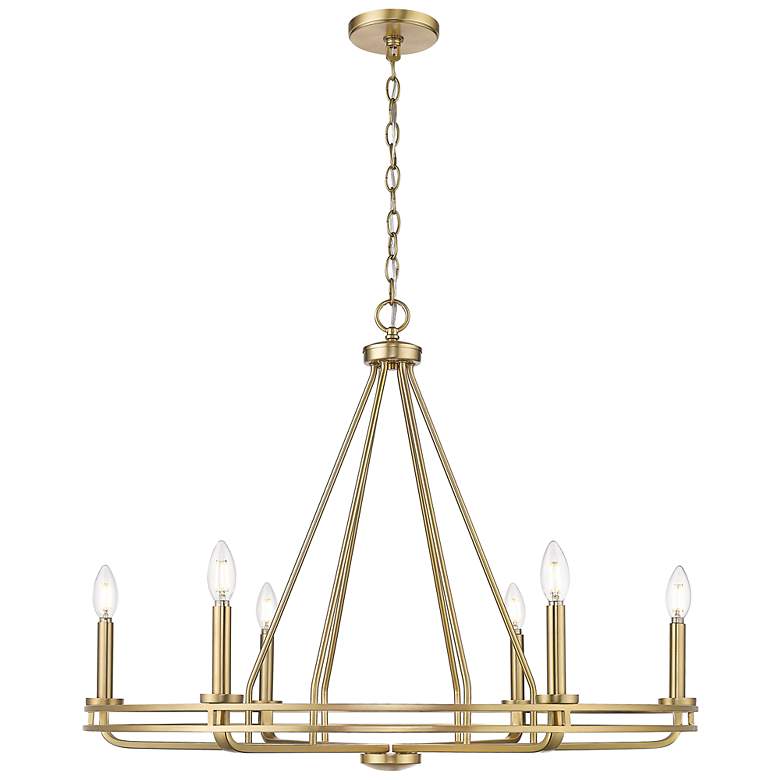 Image 2 Jody 32.5" Wide 6-Light Chandelier in Vintage Brass more views