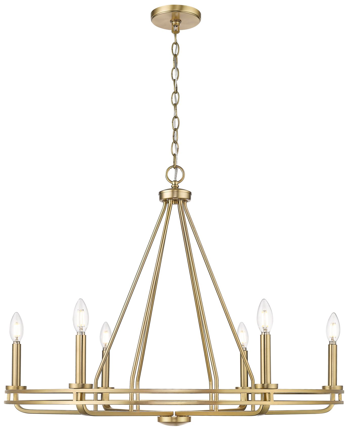 Image 2 Jody 32 1/2" Wide Vintage Brass 6-Light Chandelier more views