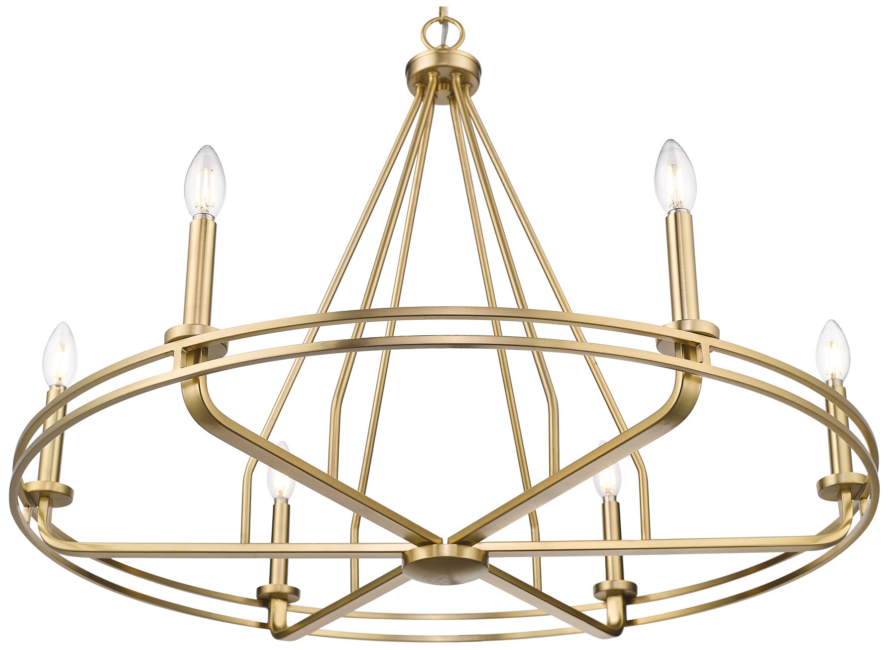 Image 3 Jody 32 1/2" Wide Vintage Brass 6-Light Chandelier more views