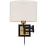 Joelle Black and Antique Brass Swing Arm Plug-In Wall Lamp