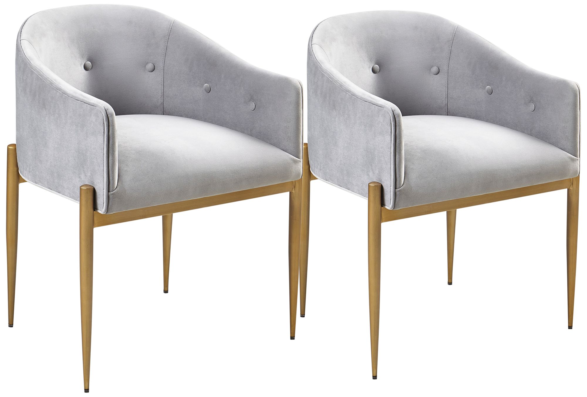 Joey Soft Gray Velvet Fabric Tufted Dining Chairs Set of 2
