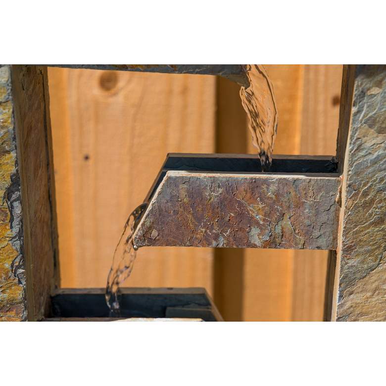 Image 7 Joh Timberland Channel 49 inch Slate Stone Waterfall Fountain with Light more views