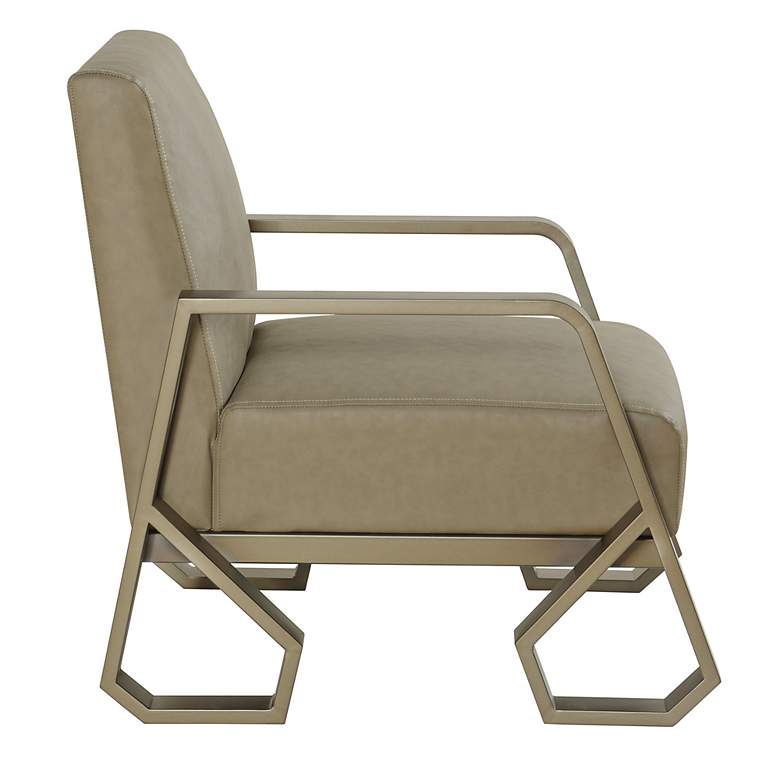 Image 2 John 32.5" High Tan Satin Gold Arm Chair more views