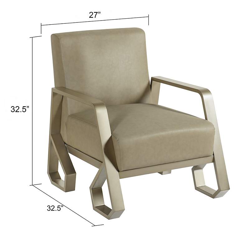 Image 7 John 32.5" High Tan Satin Gold Arm Chair more views
