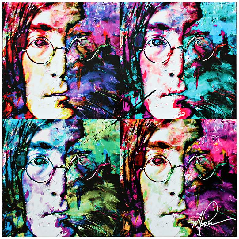 Image 1 John Lennon Beatles Pop 22 inch Square Metal Wall Art Clock