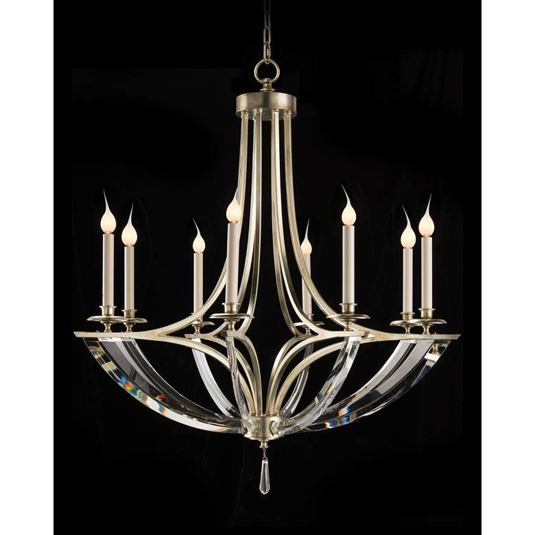 Image 1 John Richard 39" Wide Silver Leaf Crystal 8-Light Chandelier